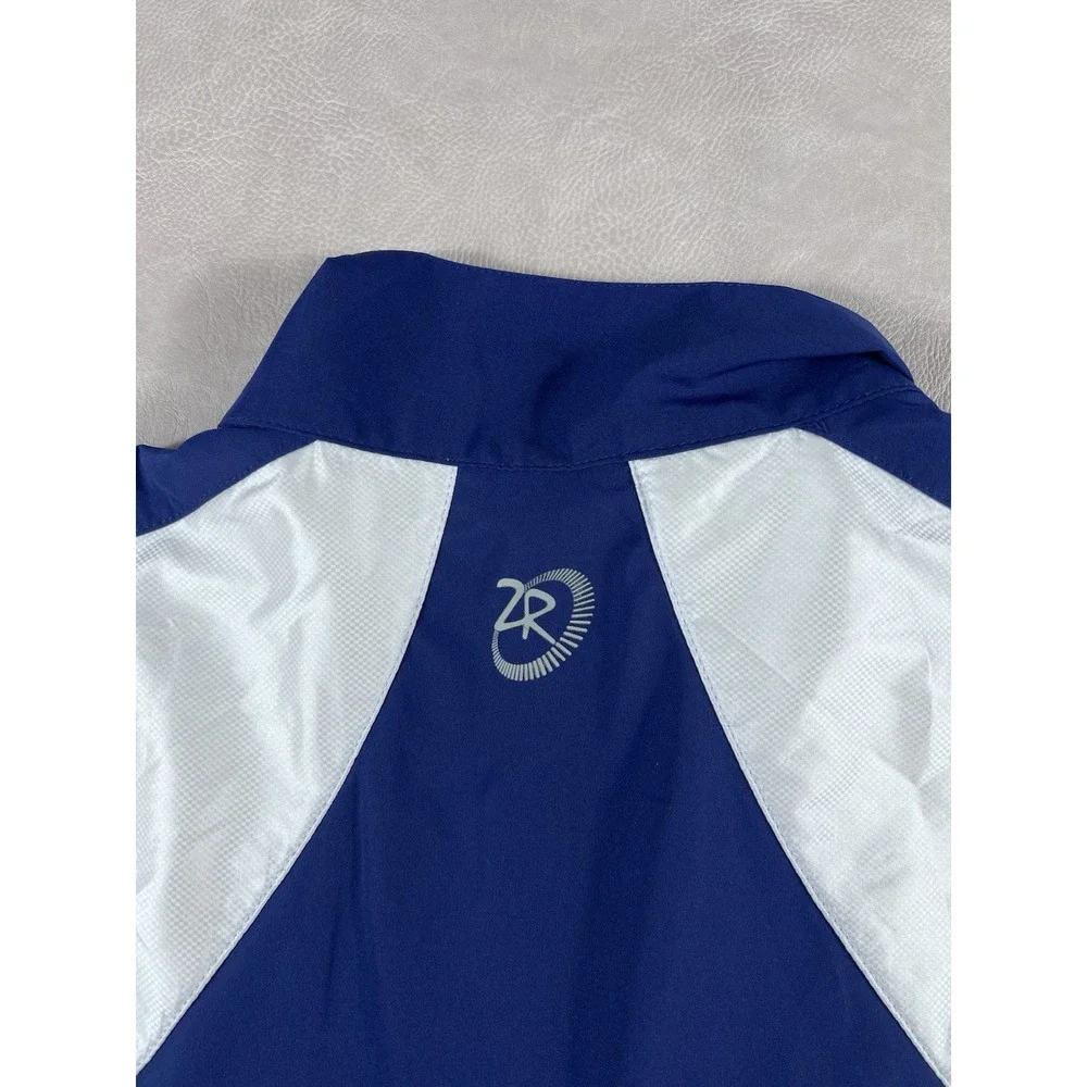 Zero Restriction Windbreaker Jacket Size Large Blue White Half Zip Golf Pullover